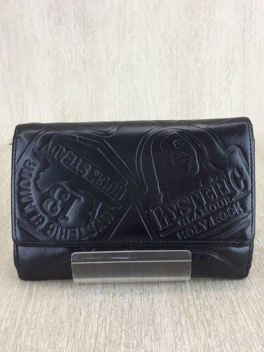 HYSTERIC GLAMOUR◇2つ折り財布/レザー/BLK/メンズ HYSTERIC GLAMOUR
