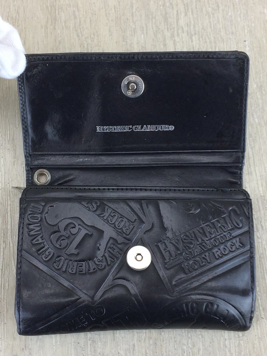 HYSTERIC GLAMOUR◇2つ折り財布/レザー/BLK/メンズ HYSTERIC GLAMOUR