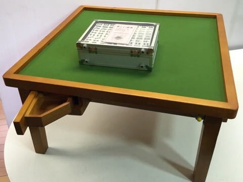 ☆天然木☆ 本格手打ち 麻雀卓 折りたたみ 麻雀牌付 座卓型 木製 座敷