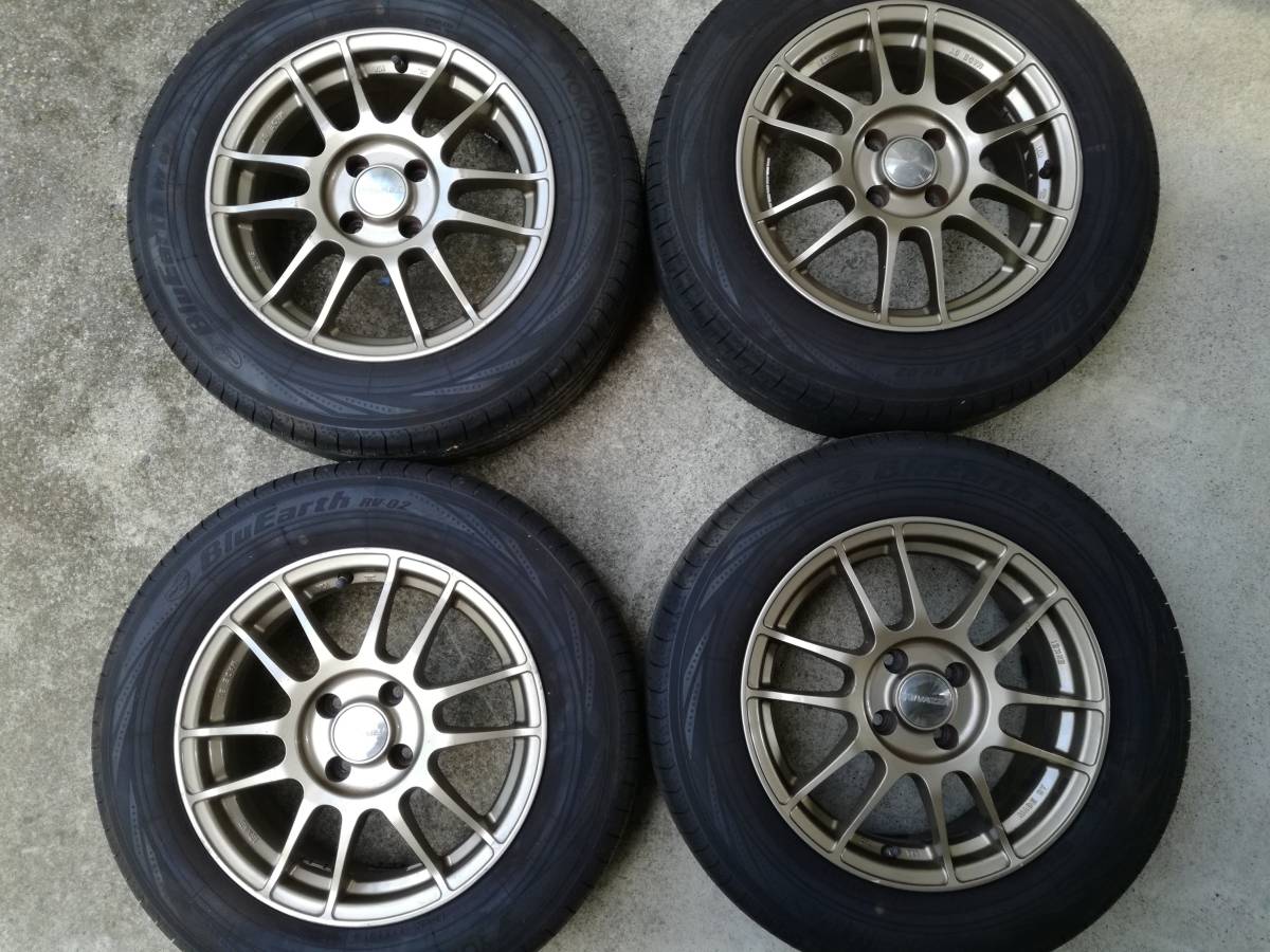 15インチホイール・タイヤセット 4穴 エンケイ ENKEI RIVAZZA ゴールド 