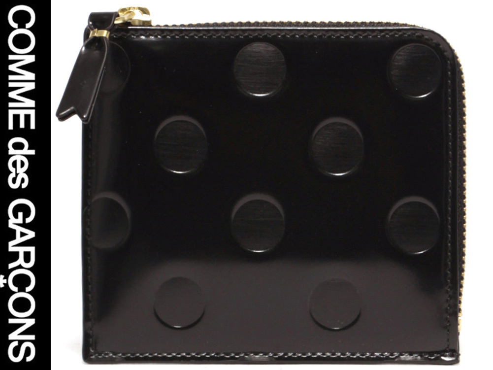【送料185円】★新品★COMMEdesGARCONS コインケース 小銭入れ レザー メンズ/レディース BLACK 黒 水玉 ドット エンボス