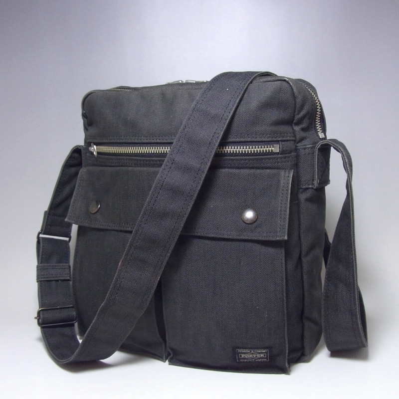 良品 PORTER ショルダーバッグ ナイロン ブルー 斜め掛け ストライプ