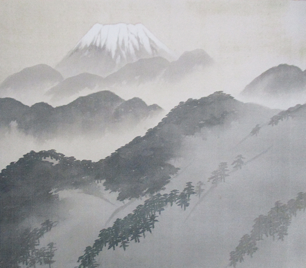 横山大観 『富士霊峰』 掛け軸 工芸複製画 絹本 横山大観 複製 掛軸 95