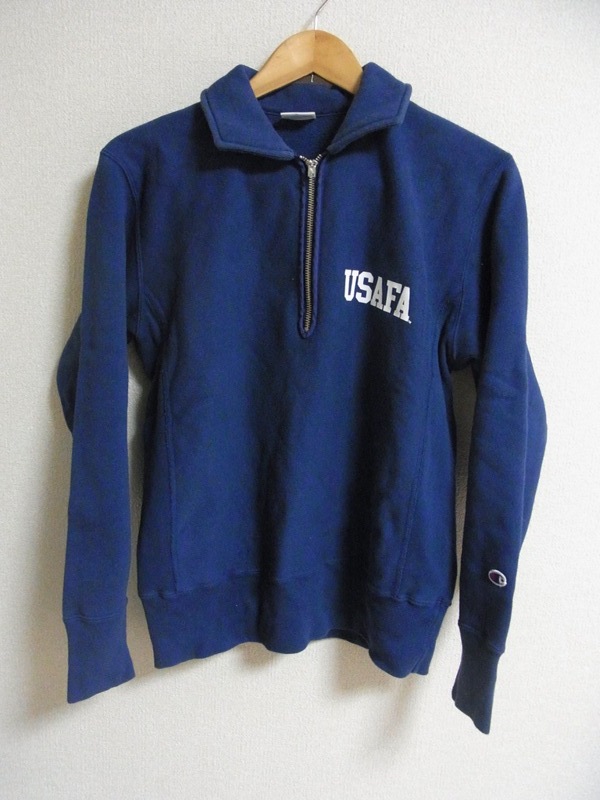 USED 復刻 チャンピオン USAFA ハーフジップ パーカー M ネイビー
