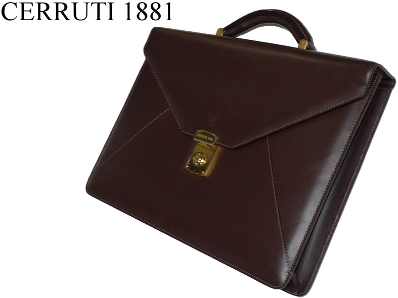 セルッティ CERRUTI 1881 本革製 レザーブリーフケース 焦茶 ダーク 