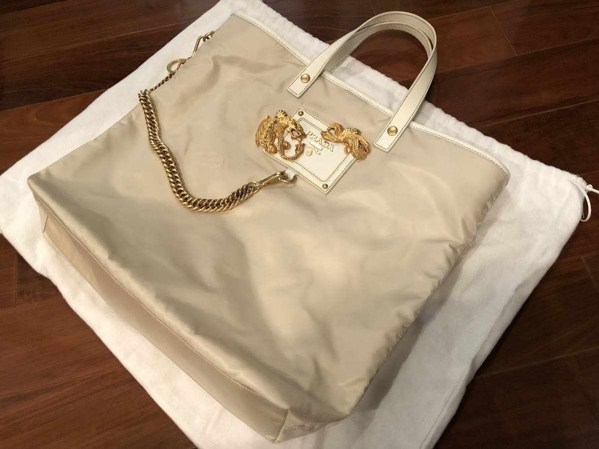 ☆PRADA プラダ☆国内購入正規品☆オフホワイトナイロントートバッグ