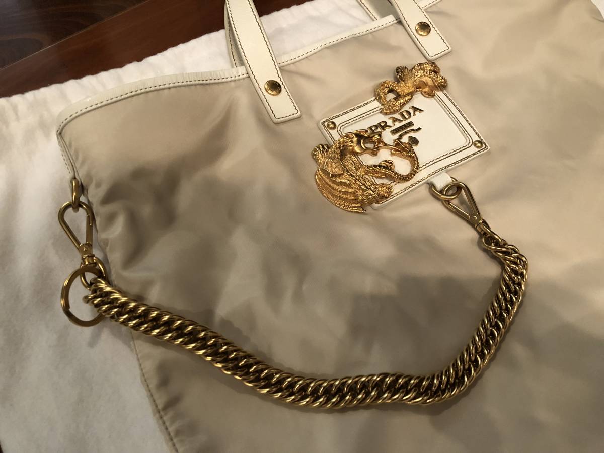 ☆PRADA プラダ☆国内購入正規品☆オフホワイトナイロントートバッグ