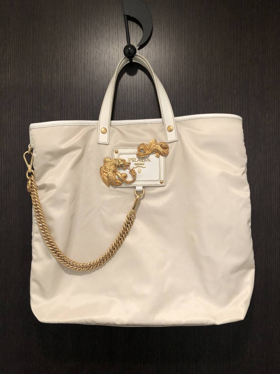 ☆PRADA プラダ☆国内購入正規品☆オフホワイトナイロントートバッグ