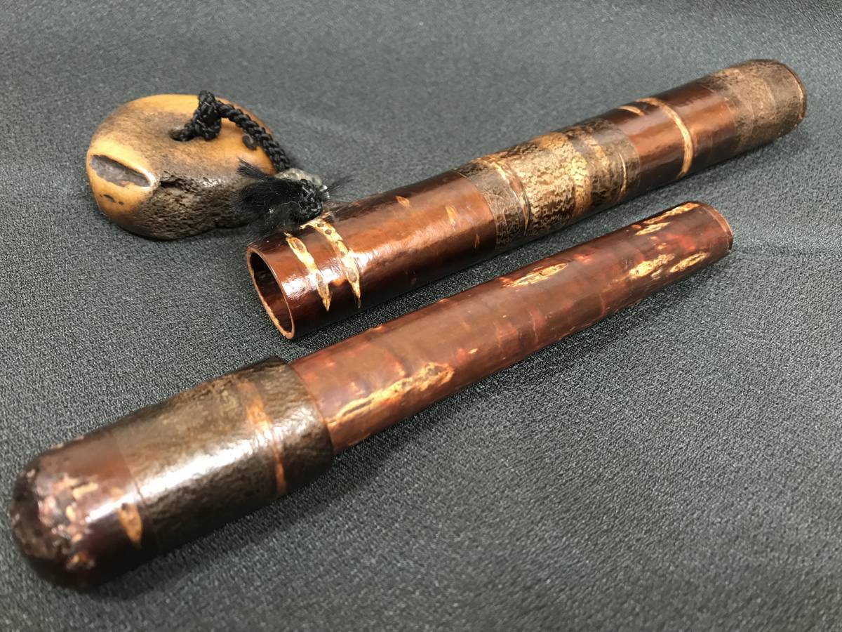桜皮細工 天保型胴乱組 喫煙具 掲げ物 叺 煙管 煙草入れ キセル