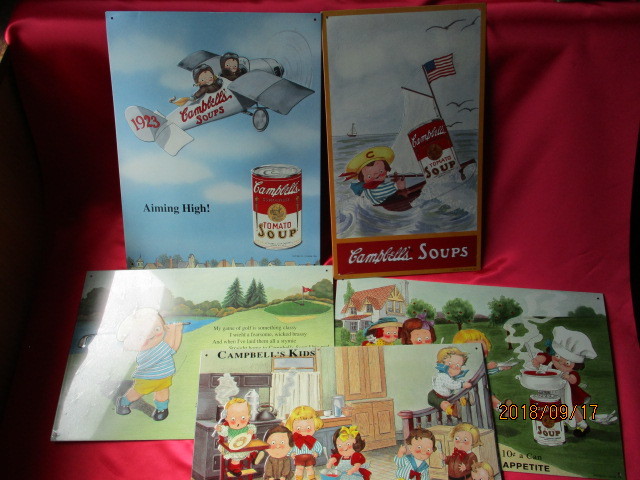 新品，HOT キャンベルスープ ブリキ 看板 ５枚セット １９９３年 ライセンス 正規品(看板)｜売買されたオークション情報、yahooの商品情報をアーカイブ公開 - オークファン 看板