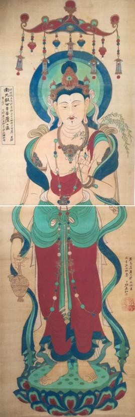 中国美術 清代書画家 張大千 【仏画】 旧藏 掛軸 中国の絵 ☆作サイズ
