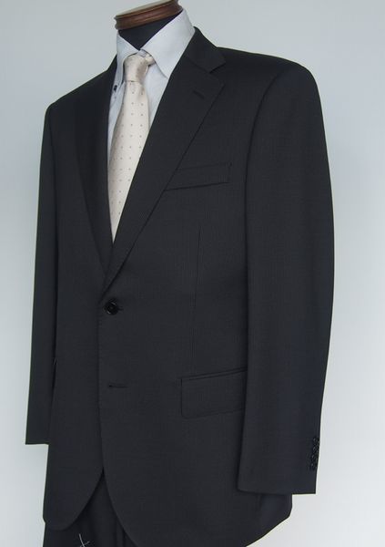 ★☆秋冬スーツ 新入荷☆★毛100％！ビジネス ツータックスーツ AB6◆ウールマーク認定◆撥水・折目キープ加工◆黒 細ストライプ◆AB6