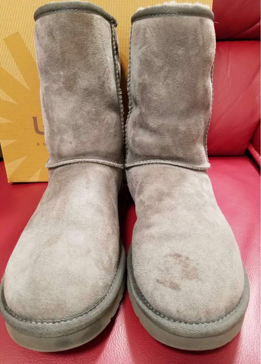 UGG ファー付き長靴 サイズ7 グレー ブーツ☆ UGG australia(アグ オーストラリア)☆グレー メンズ サイズ