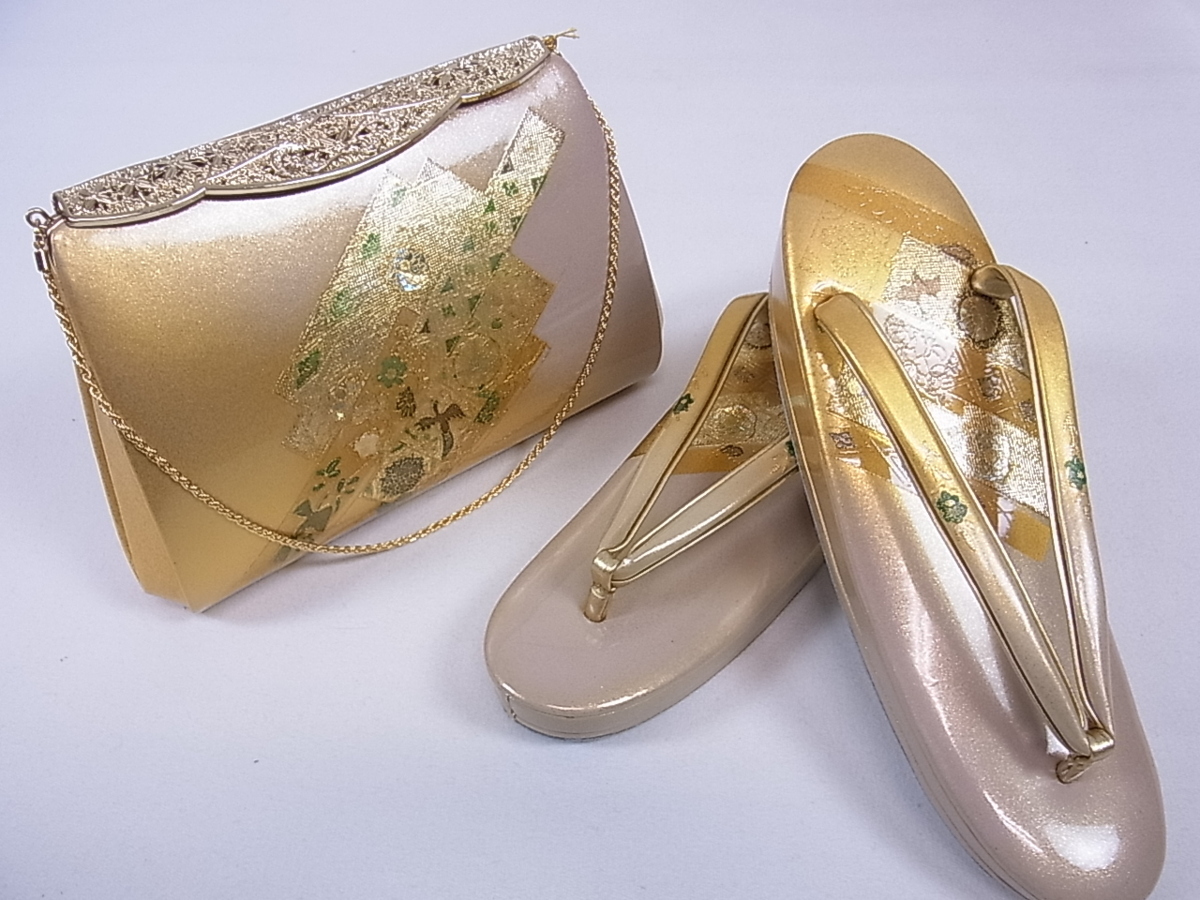 ヤフオク！ベストストア受賞店■花美人着物■草履・バッグセット　本革螺鈿　逸品　ｋ1116