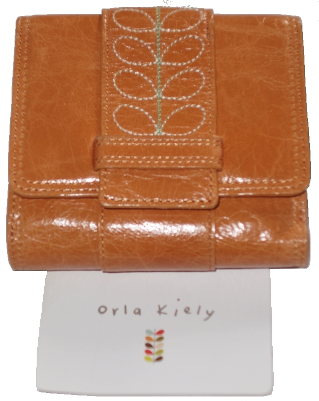 オーラカイリーOrla Kiely☆本革2つ折り財布☆エンブロイダリーステム