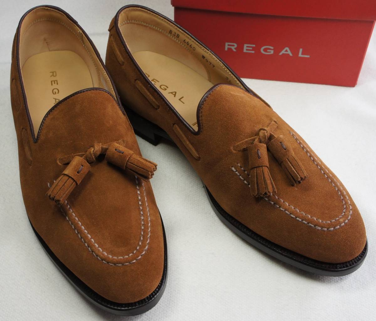 新品REGALタッセルローファー(26.5，茶，W977，スエード)ハイブリッドラバーソール リーガル
