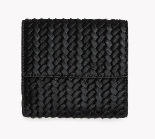 新品Theoryセオリー★ハラコレザー二つ折り財布★黒★$255