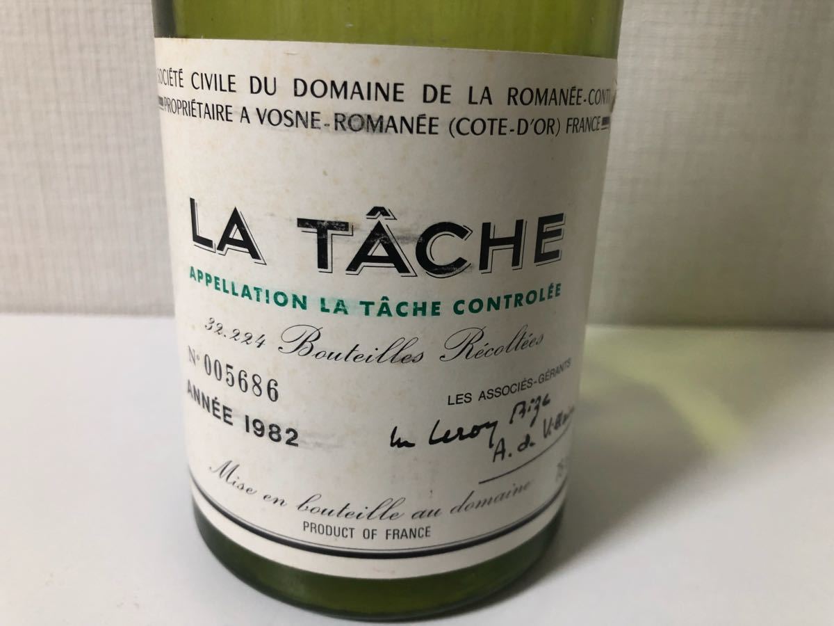 空ボトル】DRC LA TACHE ラ ターシュ 1982年ロマネコンティ 空瓶 空 