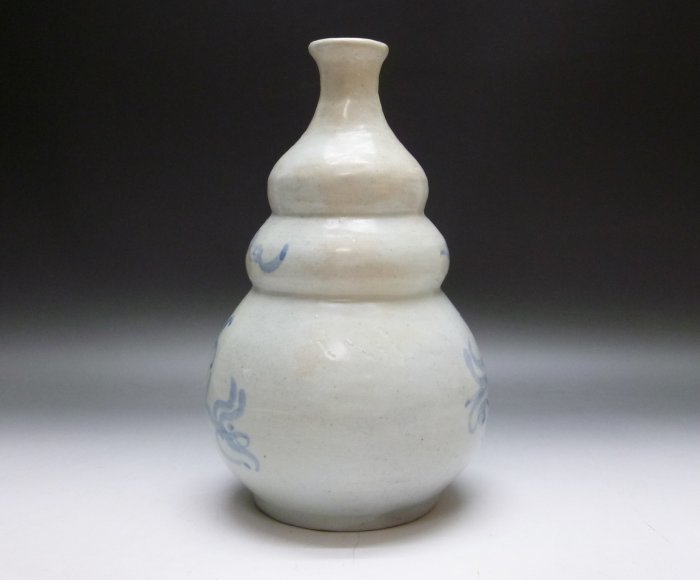 工芸品 李朝 染付 草花紋 提灯壺