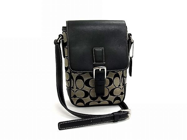 1円 □極美品□ COACH コーチ 6098 シグネチャー キャンバス×レザー 