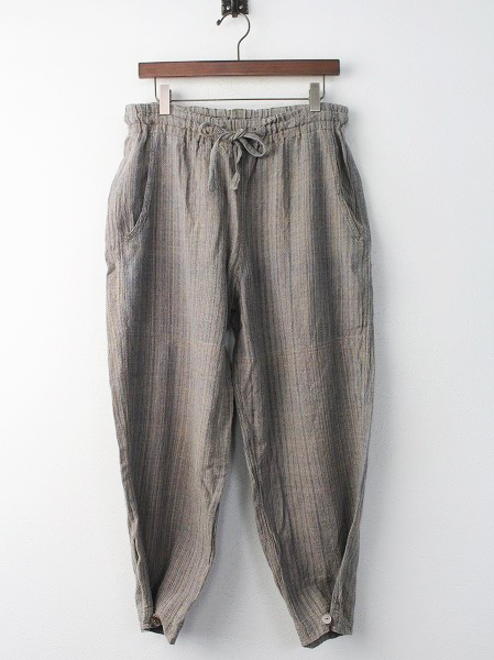 お買い得，お買い得 USAATO うさと 手紡ぎ 天然草木染め ストライプ織 イージー パンツ/ボトムス ネイビー ベージュ テーパードパンツ 2400010943898(Mサイズ)｜売買されたオークション情報、yahooの商品情報をアーカ Mサイズ