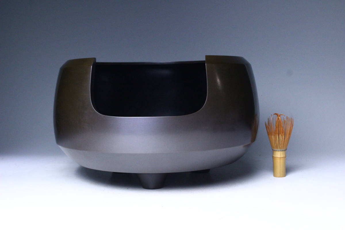 櫻】福島宗秀 砂張銅面取風炉 共箱 茶道具 極上品 [sa]9 銅製 金属工芸