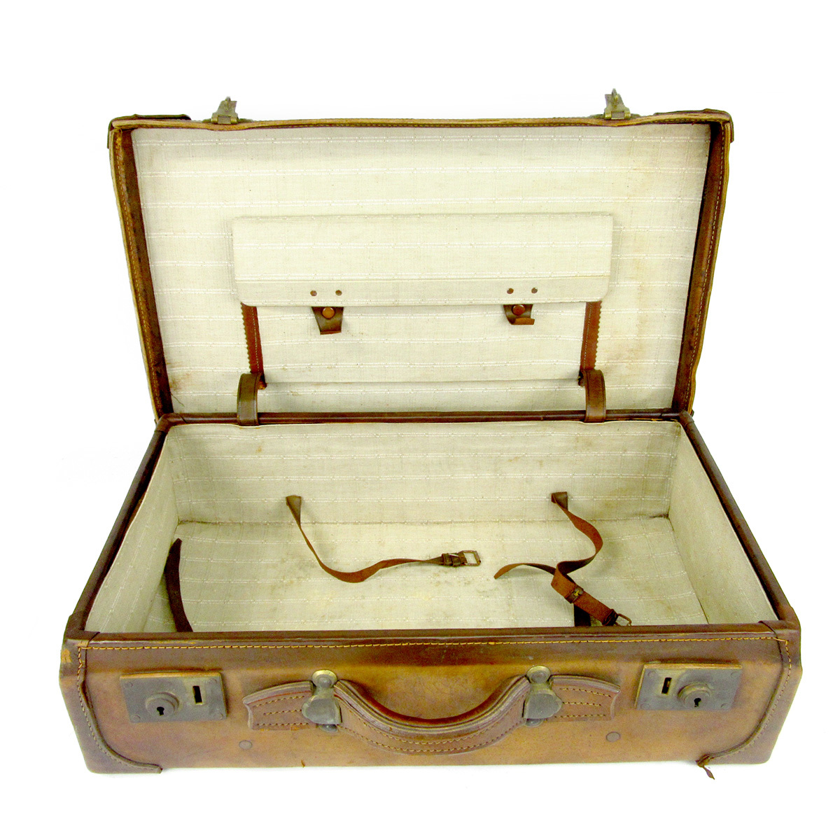 純正売上 ヴィンテージ レトロ 大きな レザートランク 古い 