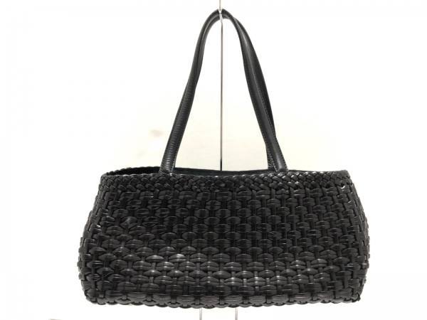 美品】PAULEKA ハンドバッグ かごバッグ ラタン レザー ブラック 