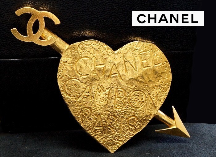 ☆綺麗【CHANEL シャネル ブローチ 金属素材 ゴールド ハート 93A 