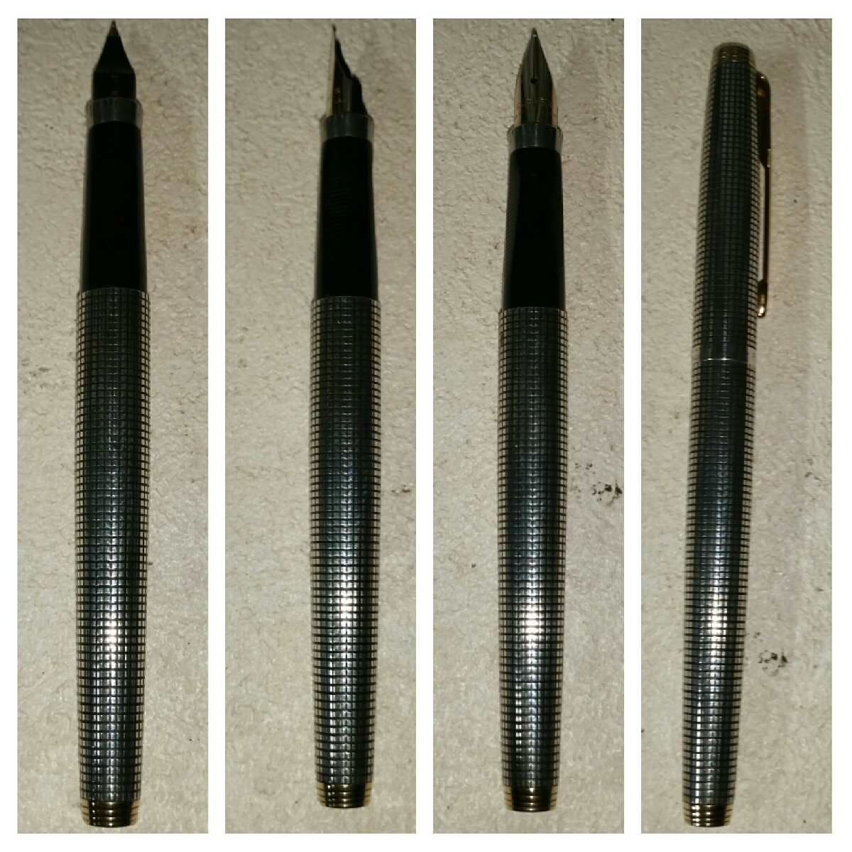 PARKER パーカー 75 万年筆 スターリングシルバー ペン先 14k 格子柄