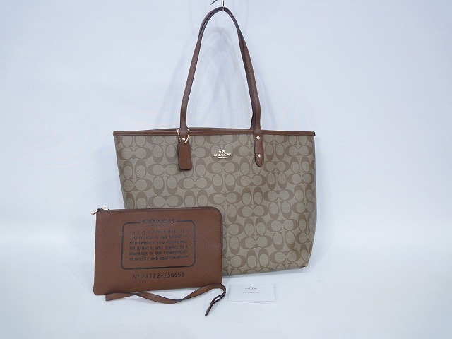 【大得価，最新作】 COACH コーチ シグネチャー トートバッグ リバーシブル F36658 IME74 ブラウン&times;ブラウン プレゼント 大き目 通勤 通学 /タグ付 品(ハンドバッグ)｜売買されたオークション情報、yahooの商品情 かばん、バッグ