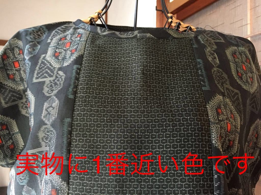 着物リメイク　11号サイズ　本場大島紬２種ロールカラー風チュニック 着物リメイク 大島紬2種でチュニックセット ☆お手頃価格にて☆ 2026