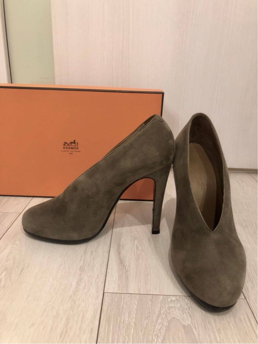 人気SALE，新品 エルメス パンプス 10万以上 スエード プラットフォーム エトープ グレー 足が綺麗に美しく見える 靴 ３６ハーフ 底張り済み 23.5(女性用)｜売買されたオークション情報、yahooの商品情報をア 靴