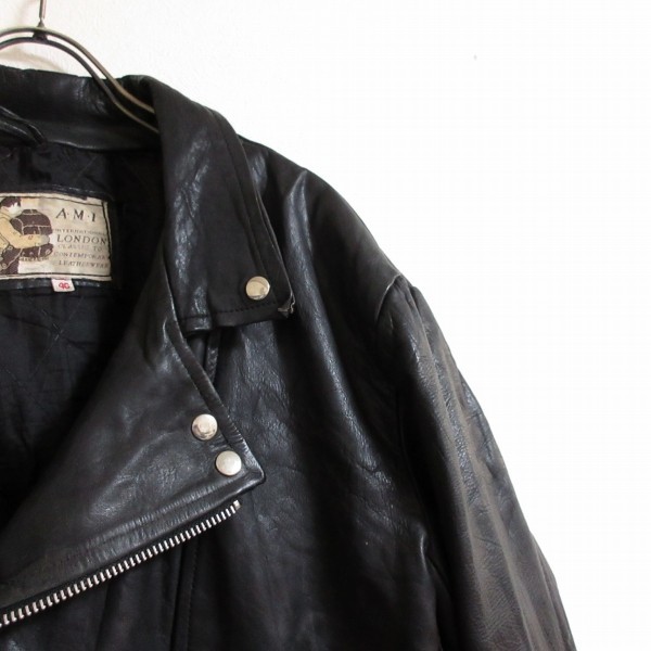 良品 即決 即日発送)80s ビンテージ UK古着 AMI LONDON/メンズXL 46 黒