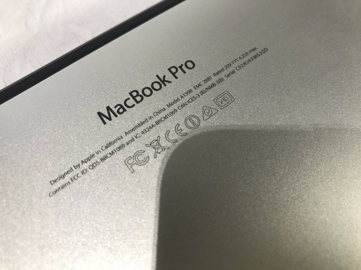 ジャンク】15インチMacBook Pro Retinaディスプレイモデル Mid 2014