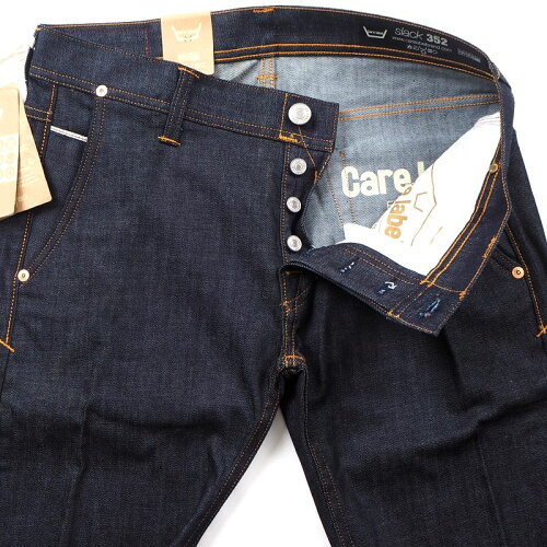 809384 新品 Care label ケアレーベル イタリア製 slack 352 デニム 33 濃紺 ストレッチ入り メンズ 2WL1CH