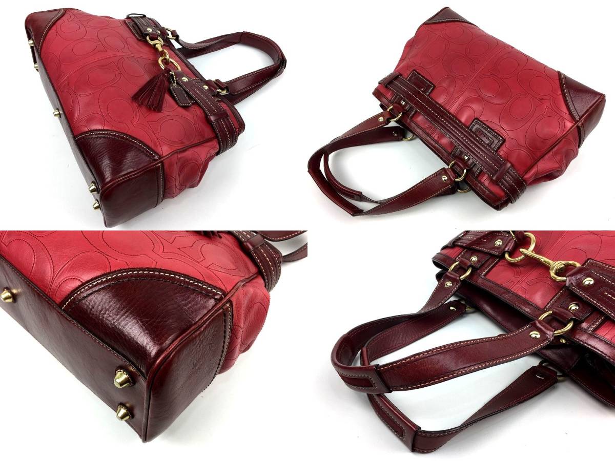 COACH コーチ ハンプトンズ レザー ステッチド シグネチャー ラージ 