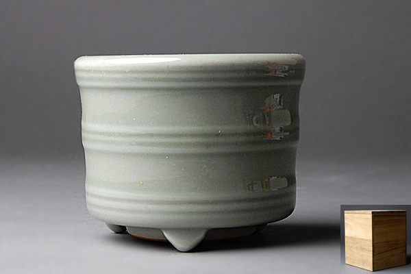 ☆真美☆u506 時代青磁三足香炉 茶道具 中国古玩 古美術 明時代