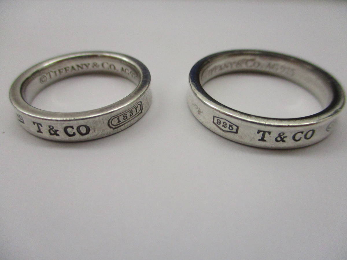 ★TIFFANY　T＆CO　SILVER RING AG925　ナロー　1837　シルバーリング　約4.2ｇ/約3.6ｇ　17号-18号/11号-12号（サイズは目安）