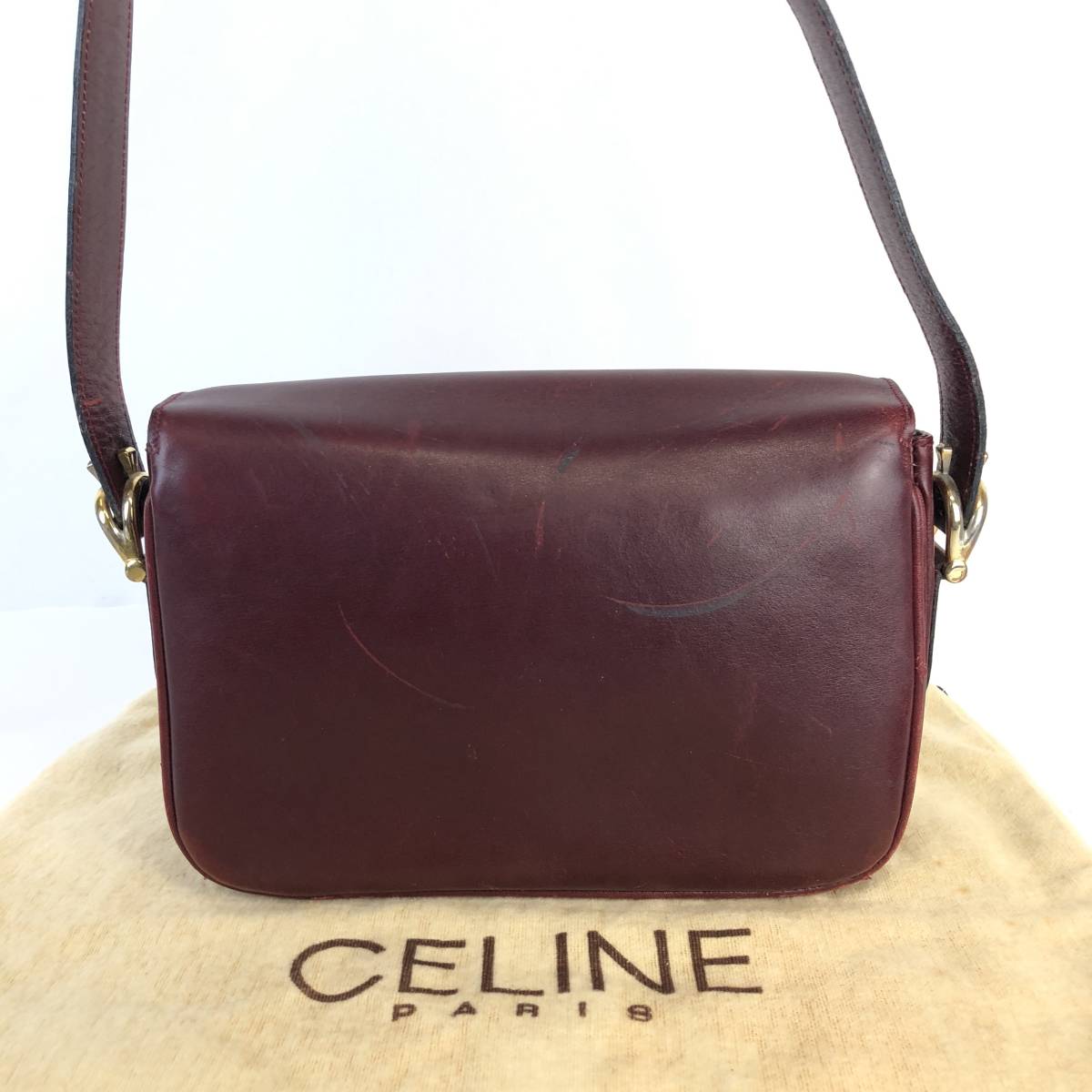 CELINE セリーヌ ショルダーバッグ 馬車金具 希少色 ボルドー