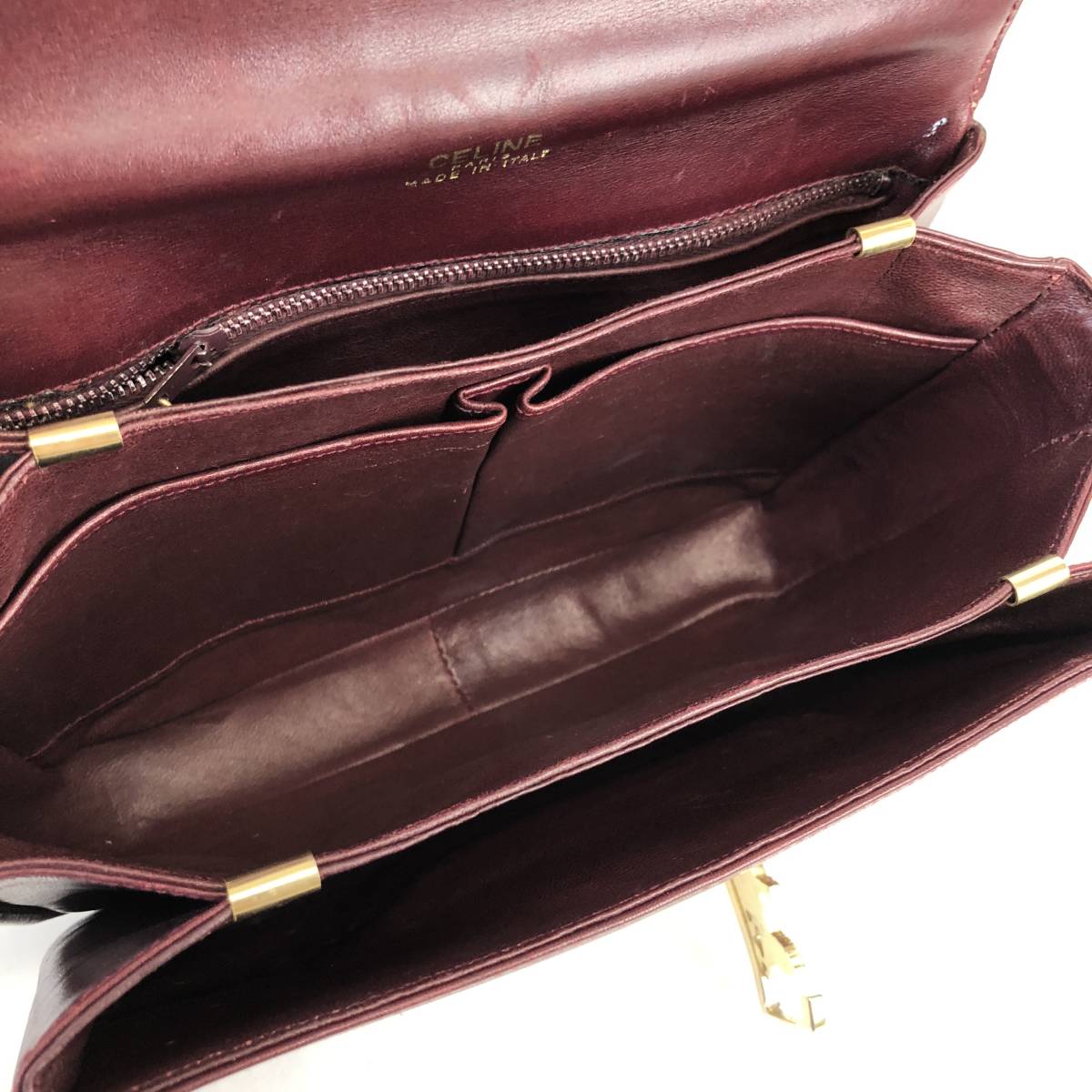 CELINE セリーヌ ショルダーバッグ 馬車金具 希少色 ボルドー