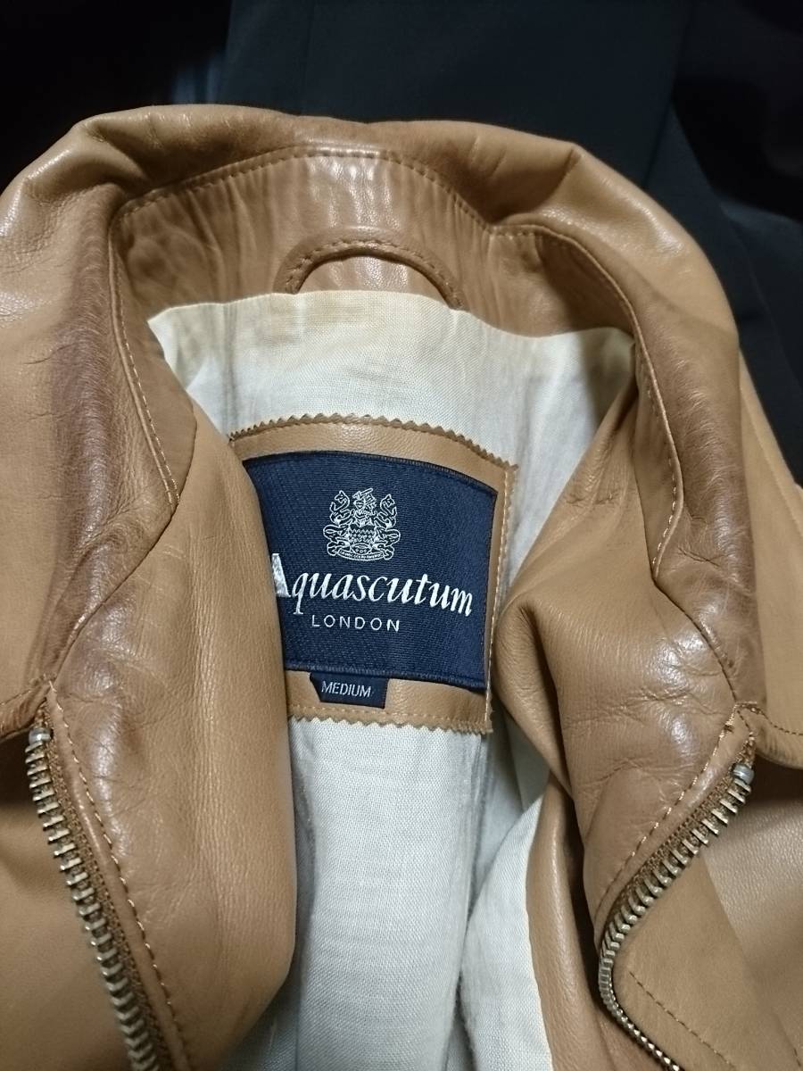 アクアスキュータム Aquascutum 羊革 ラムレザー ジャケット M 【公式 
