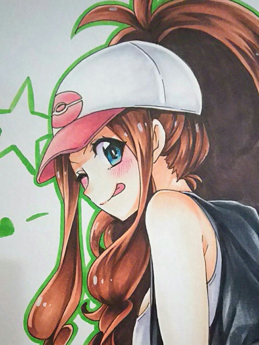 同人手描きイラスト☆ポケモン☆トウコ☆大色紙☆コピック☆メアリー