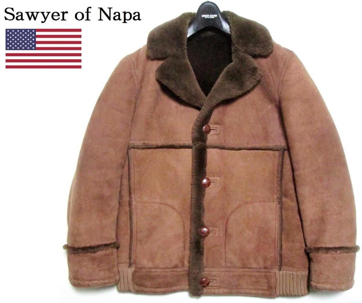 肉厚 アメリカ製 Sawyer of napa リアルムートンジャケット 羊毛皮 
