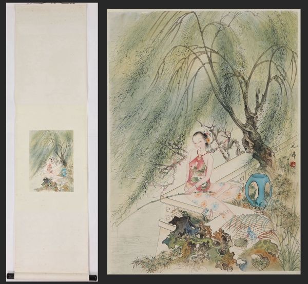 中国美術 唐物 掛軸 掛け軸 名画 肉筆保証 紙本鏡片 剣門山水（黄賓虹