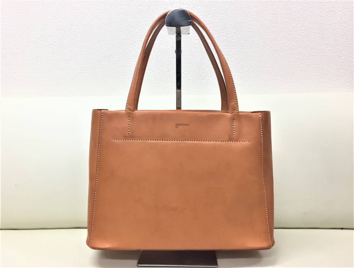 genten ゲンテン トートバッグ 本革 レザー ブラウン ゲンテン レザー 