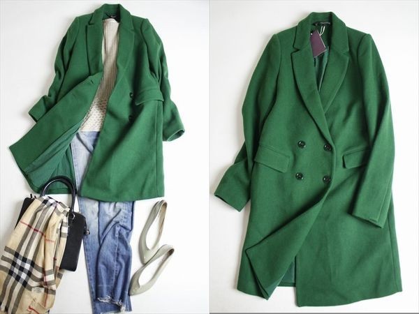 新品□ザラZARA 上質ウールメルトン 綺麗色すっきりチェスターコート