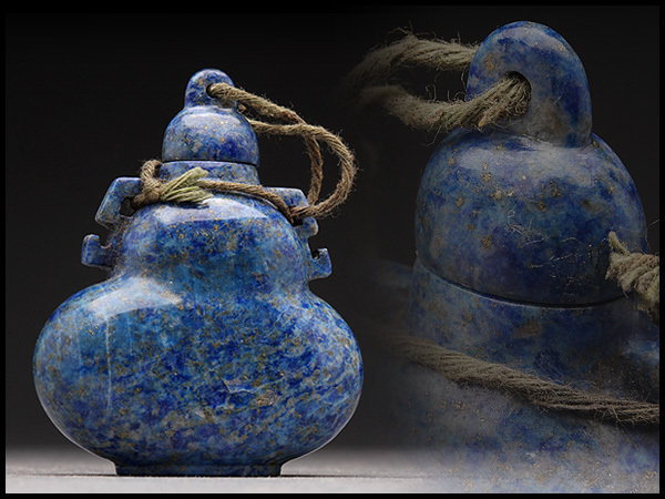 CC334 青金石葫芦形鼻烟壺・青金石双耳鼻烟壺・ラピスラズリ瓢箪形鼻煙