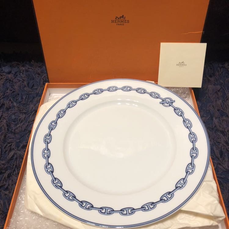 HERMESシェーヌダンクルブルーディナープレート2枚セット新品未使用✨箱付き① 新品 未使用 HERMES(エルメス)シェーヌダンクル ブルー ディナー