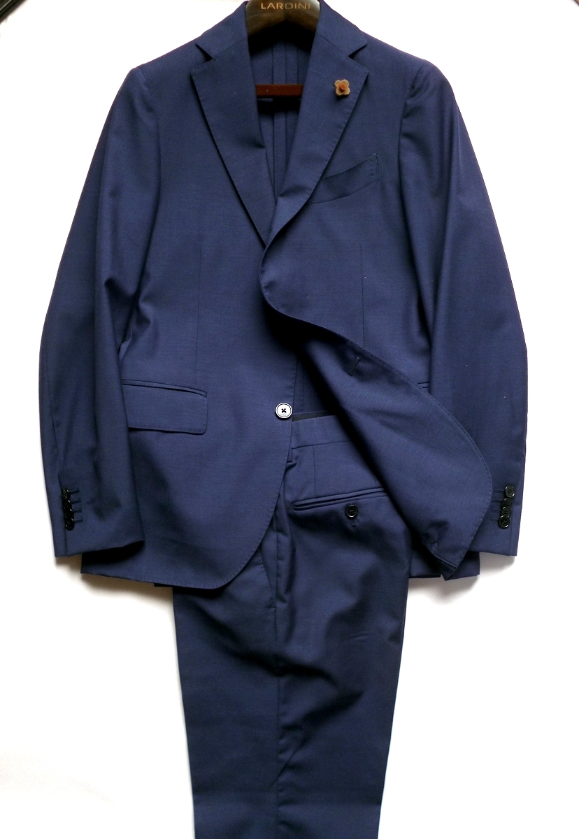 <美品>LARDINI ネイビー ウール スーツ サイズ44 LARDINI ラルディーニ ウール スーツ 44 セットアップ メンズ 紺